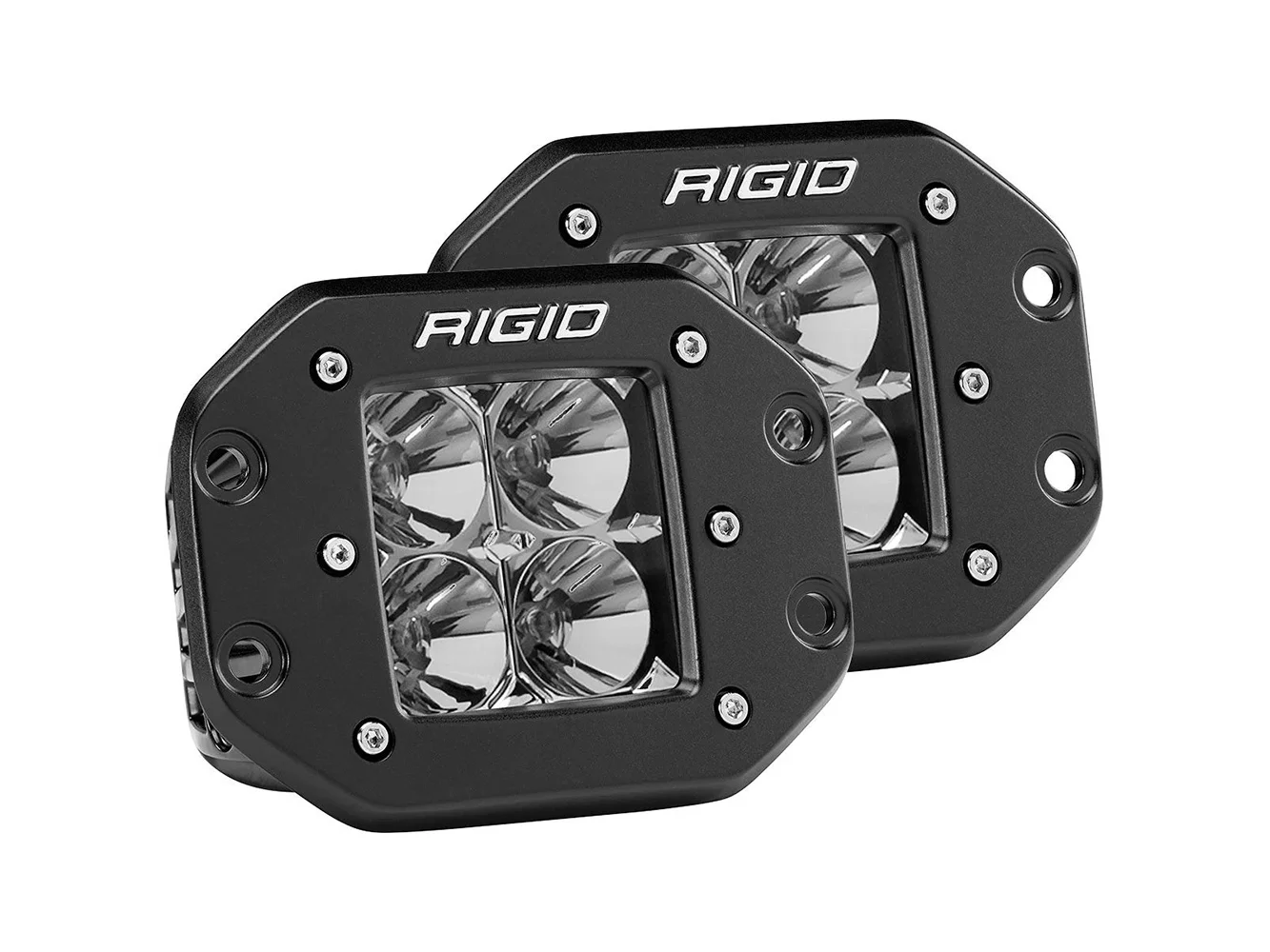 RIGID Industries D-Series PRO Flood Flush Mount Black Light - Pair