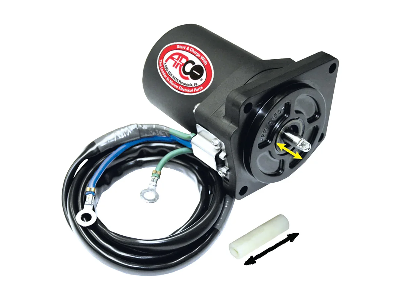 ARCO Marine Replacement Outboard Tilt Trim Motor - Yamaha-4 Bolt, 5/8" Flat Blade Shaft