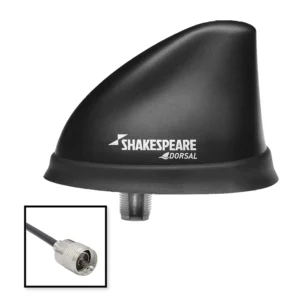 SHAKESPEARE Black Low Profile Dorsal Antenna, 26 foot black RG58 cable with PL-259 plug | 5912-DS-VHF
