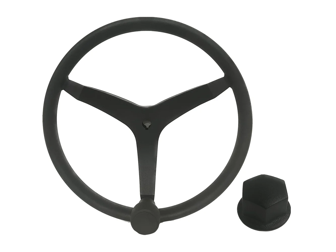 Uflex - V46 - 13.5" Stainless Steel Steering Wheel w/Speed Knob & Chrome Nut - Black