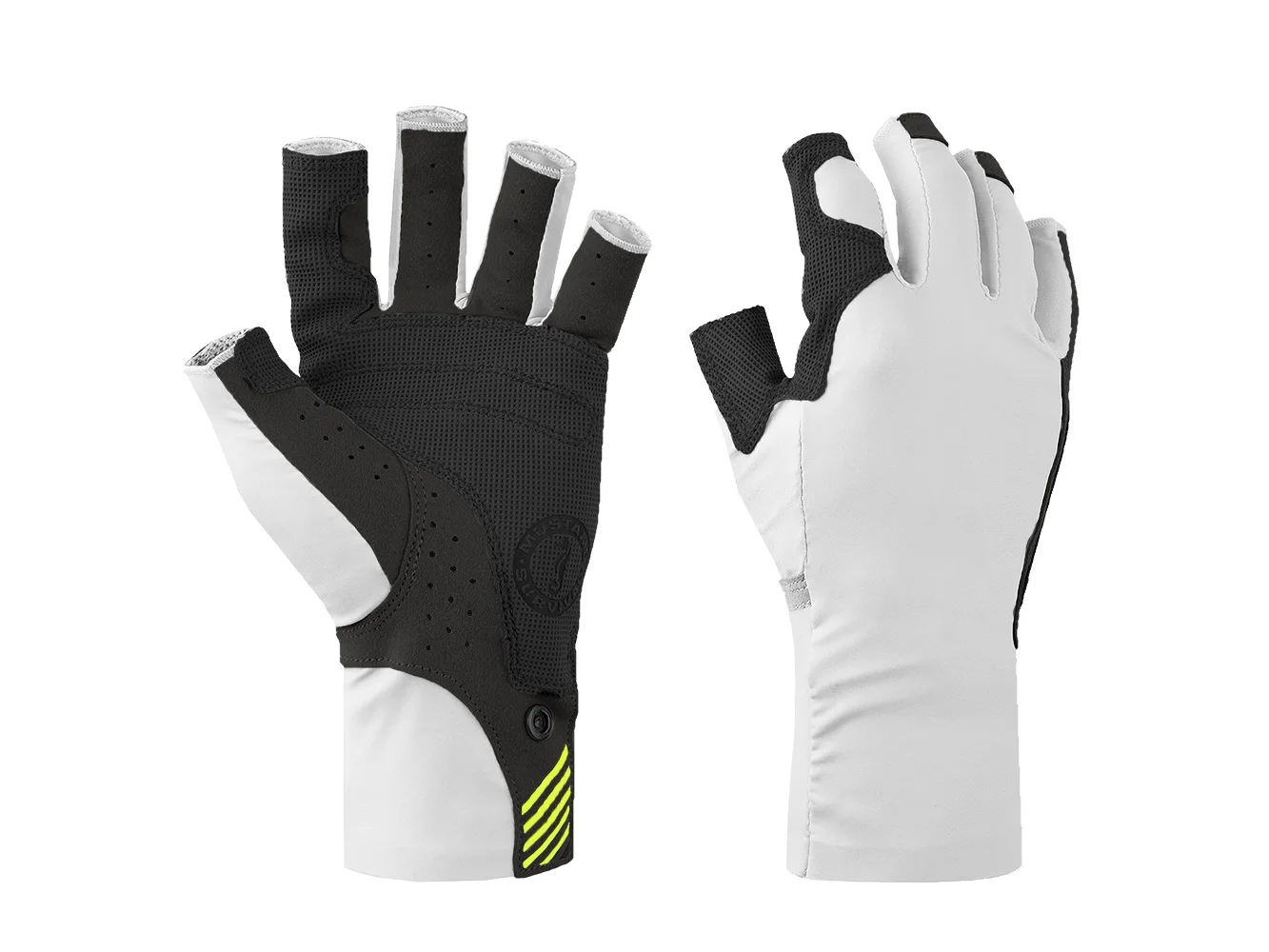 Mustang Traction UV Open Finger Gloves - White & Black - Medium