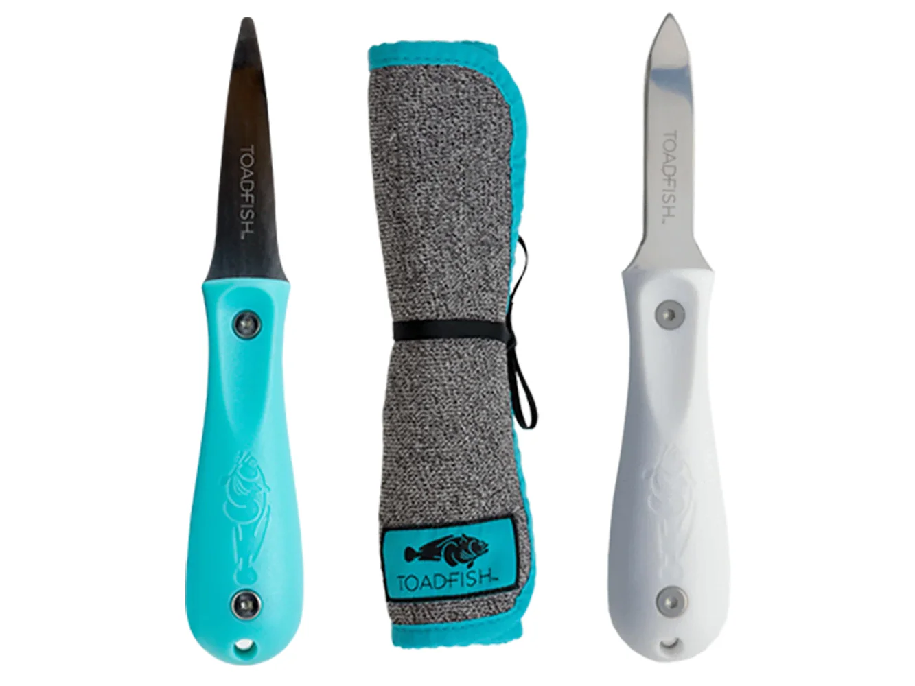 Toadfish Shucker's Bundle - Put 'Em Back Oyster Knife, Professional Oyster Knife & Cut-Proof Shucking Cloth