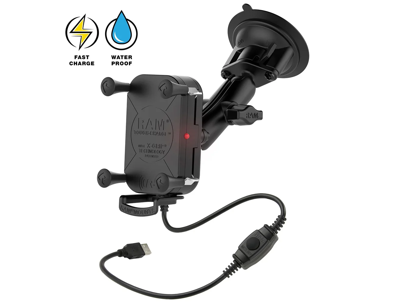RAM Mount RAM Tough-Charge™ 15W Wireless Charging Suction Cup Mount