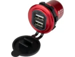 Sea-Dog Round Red Dual USB Charger w/1 Quick Charge Port +