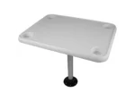 Wise White Rectangular Table - 4 Drink Holders w/Pedestal