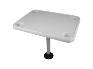 Wise White Rectangular Table - 4 Drink Holders w/Pedestal
