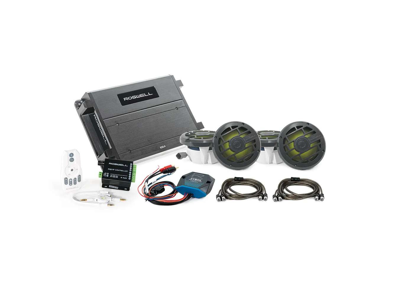 Roswell R 6.5" Marine Audio Package w/RGB Remote & Controller - Anthracite Grill