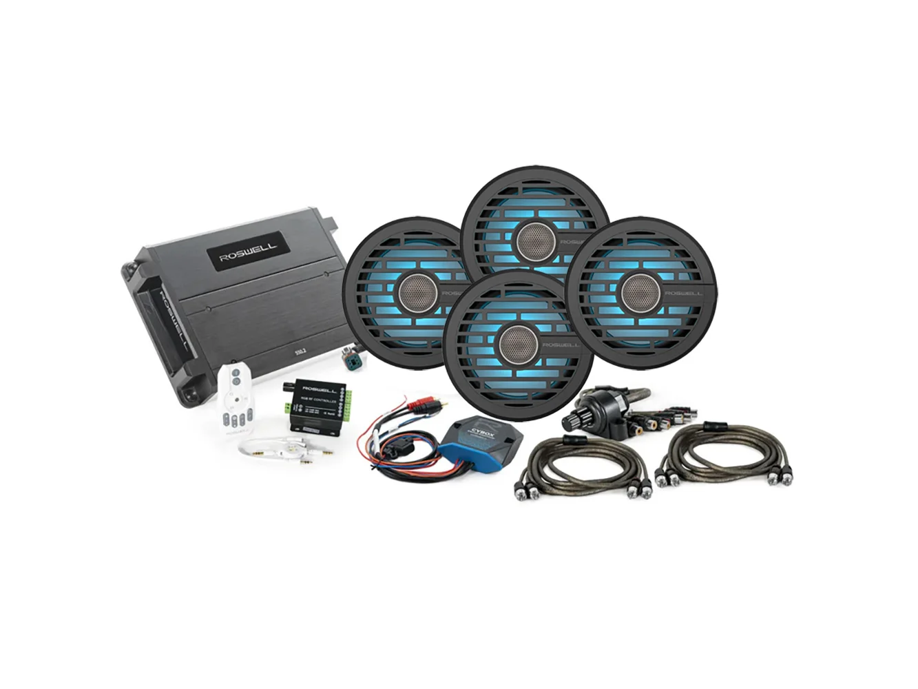 Roswell R1 6.5" Marine Audio Package w/RGB Remote & Controller - Black