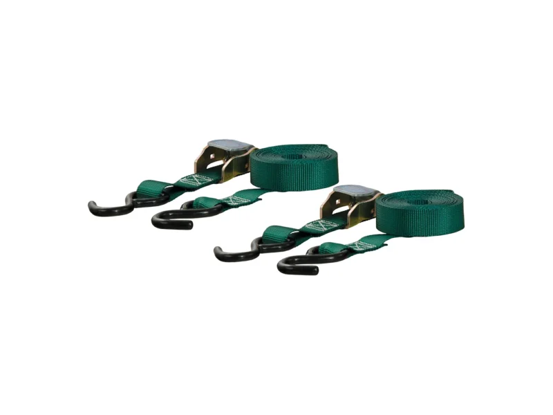 CURT 15' Dark Green Cargo Straps w/"S" Hooks - 300 lbs - 2 Pack