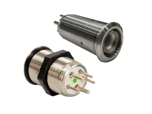 Bluewater 22mm Inrush Push Button Switch Momentary Off(On)(On) - Blue/Red/Green LED - Switch Body Only