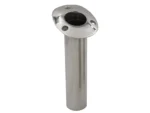 C.E. Smith 70 Series Standard Flush Mount Rod Holder - 15 Degree - Stainless Steel - Gimbal Bar Bottom - Black Liner