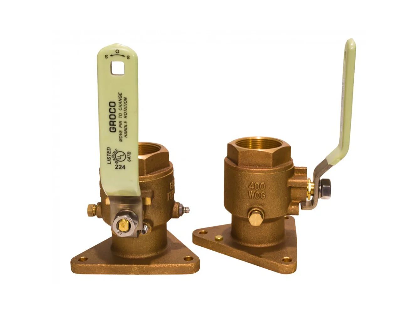 GROCO 2-1/2" Bronze Tri-Flanged Ball Valve/Seacock