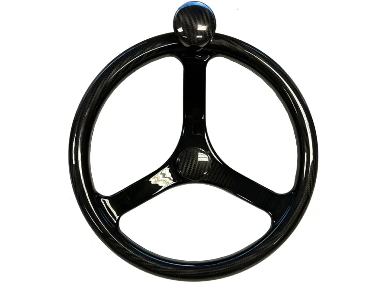 Schmitt Marine Carbon Fiber Primus Wheel w/Knob 13.5" w/Sanntoprene Finger Grip 3/4" Tapered Shaft w/CF Nut