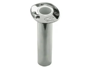 C.E. Smith Flush Mount Rod Holder - 0 Degree & 9" Depth - Stainless Steel - Cast Bottom - White Vinyl Liner
