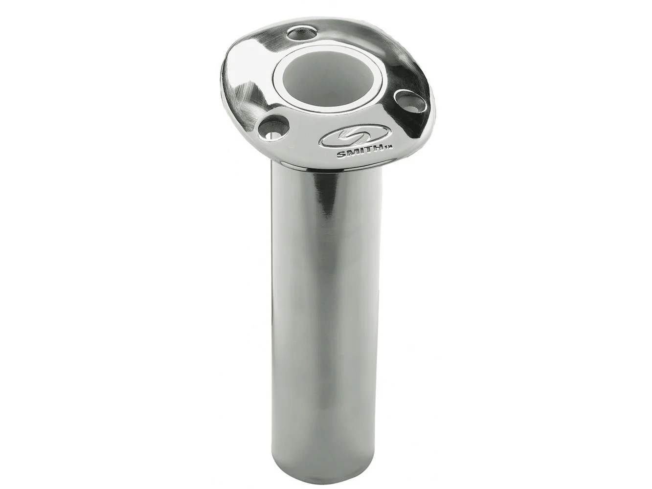 C.E. Smith Flush Mount Rod Holder - 0 Degree & 9" Depth - Stainless Steel - Cast Bottom - White Vinyl Liner
