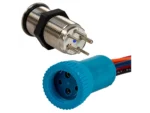 Bluewater 19mm Push Button Switch - Off/On/On Contact - Blue/Green/Red LED - 4' Lead
