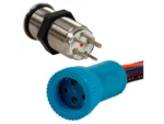 Bluewater 19mm Push Button Switch - Off/On Contact - Blue/Red LED - 4' Lead