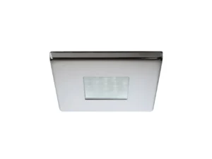Quick Edwin C Downlight LED - 2W, IP66, Screw Mounted - Square Stainless Bezel, Square Warm White Light