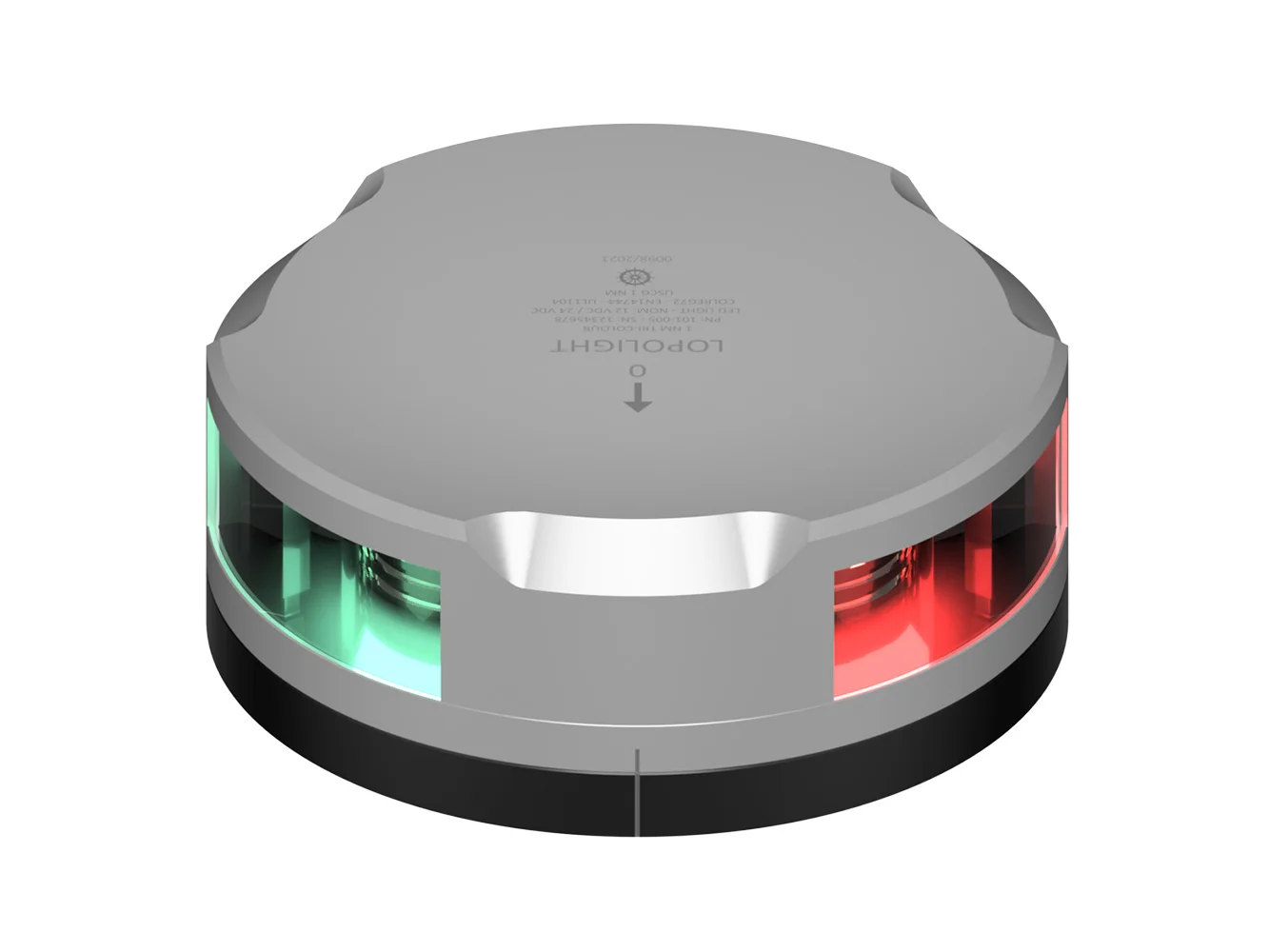 Lopolight Tri-Color Nav Light - 1NM - Silver Housing w/FB Base