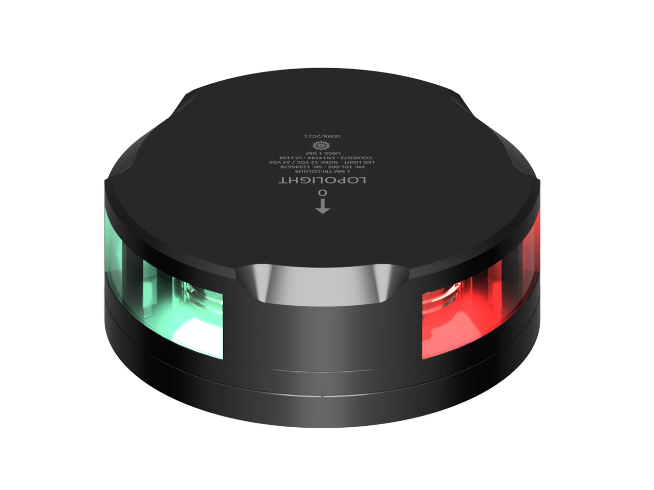 Lopolight Tri-Color Nav Light - 1NM - Black Housing w/FB Base
