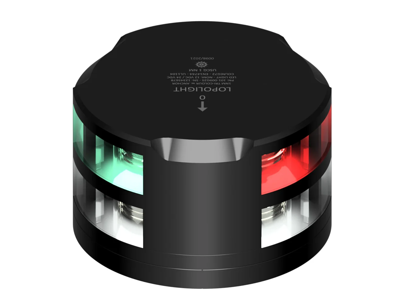 Lopolight Tri-Color Anchor Light - 1NM - Black Housing w/FB Base