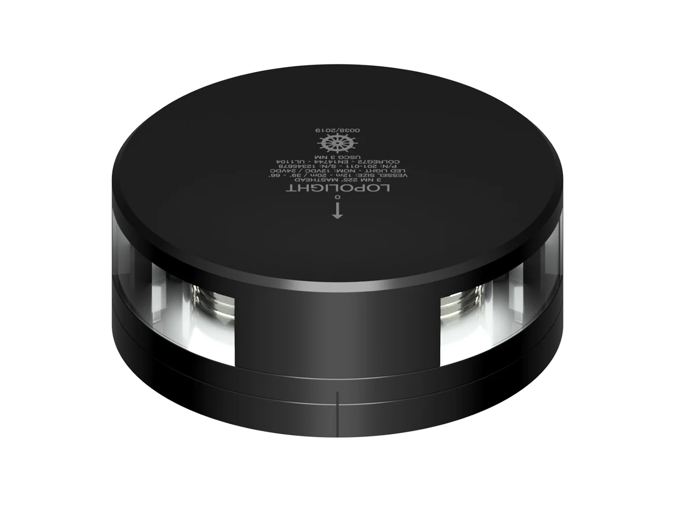 Lopolight Masthead Light - 3NM - Black Housing w/FB Base