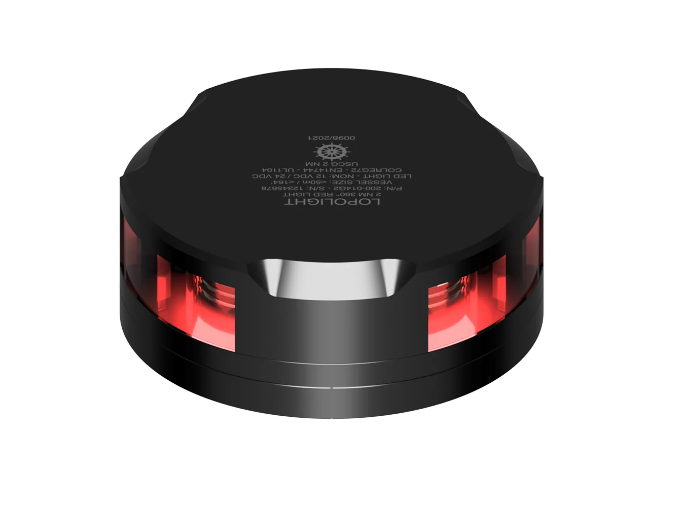 Lopolight 360-Degree Red Nav Light - 2NM - Black Housing w/FB Base