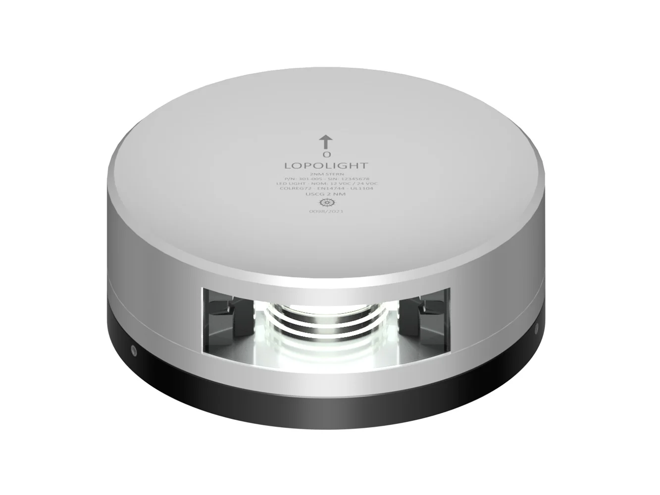 Lopolight Stern Light - 2NM - Silver Housing w/FB Base