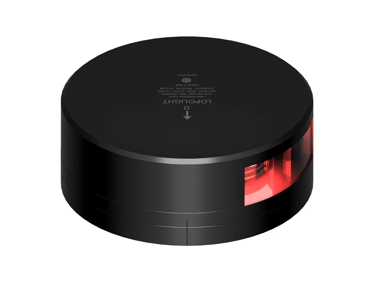 Lopolight Red Port Light - 2NM - Black Housing w/FB Base