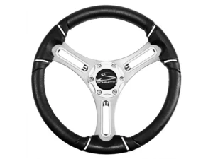 Schmitt Marine Torcello 14" Wheel - 04 Series - Polyurethane Wheel w/Chrome Trim & Cap - Brushed Spokes - 3/4" Tapered Shaft