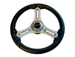 Schmitt Marine Torcello 14" Wheel - 03 Series - Polyurethane Wheel w/Chrome Trim & Cap - Brushed Spokes - 3/4" Tapered Shaft - Retail Packaging