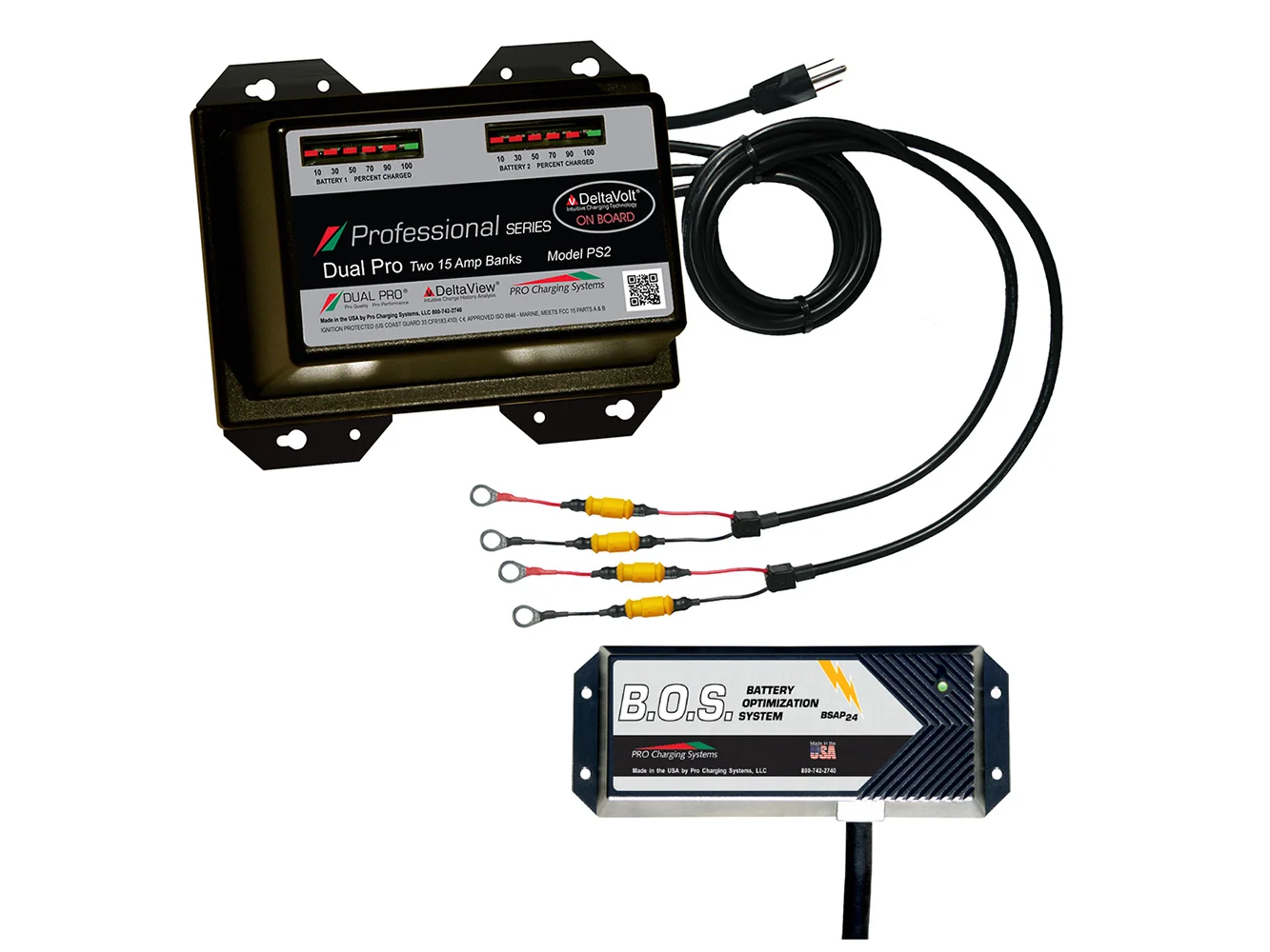 Dual Pro PS2 2 Bank Battery Charger w/2 Bank B.O.S.