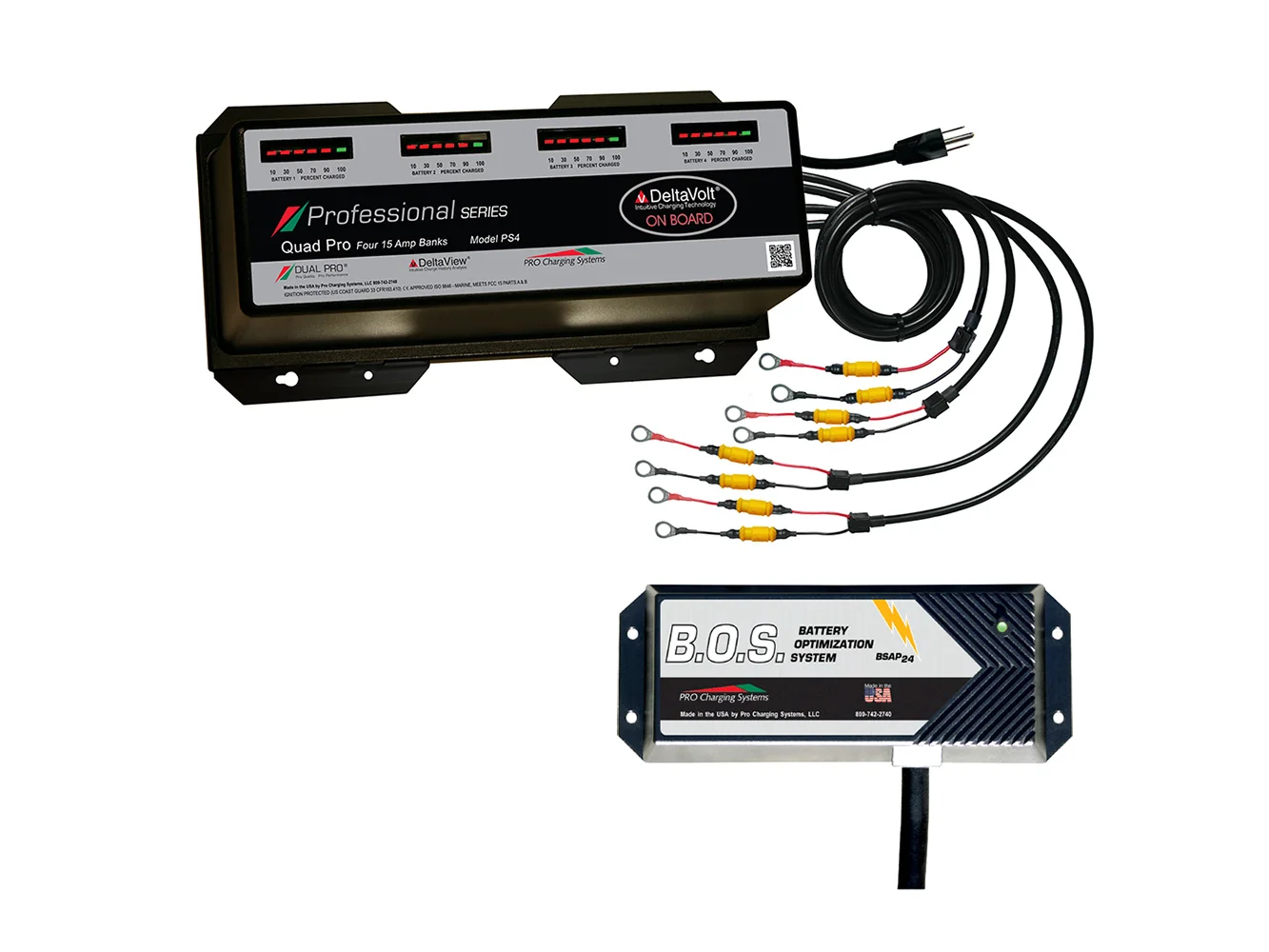 Dual Pro PS4 4 Bank Battery Charger w/3 Bank B.O.S.