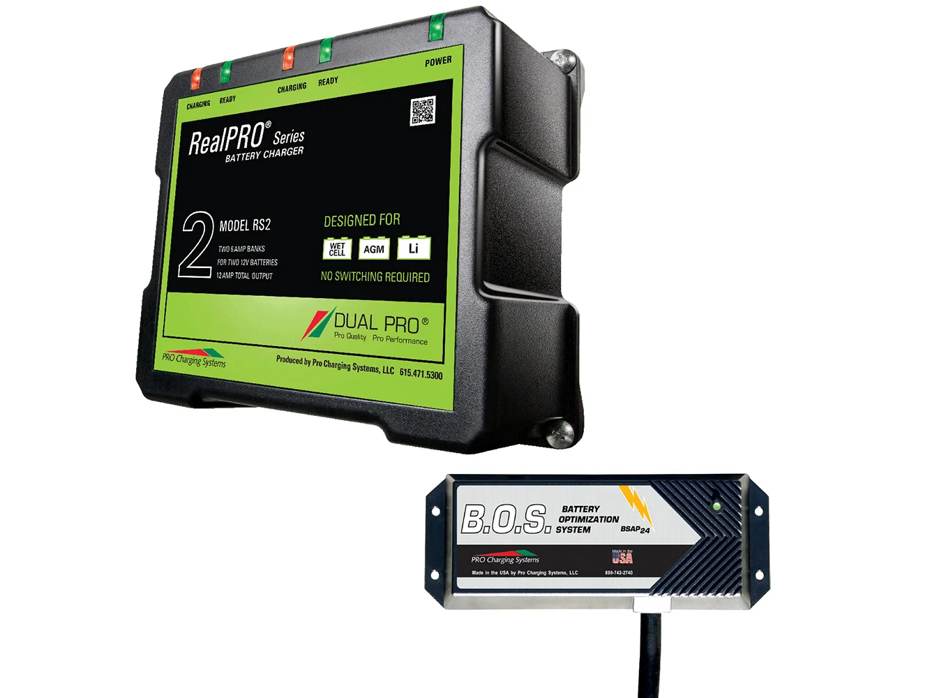 Dual Pro RS2 2 Bank Battery Charger w/2 Bank B.O.S.