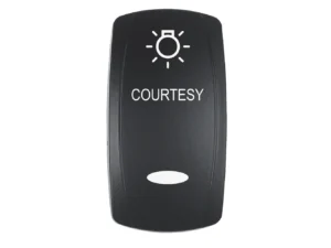 Pacer Actuator - 'COURTESY' f/V Series Contura Switches - Black - Laser Etched (Top/Bottom Light)