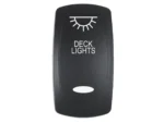 Pacer Actuator - 'DECK LIGHTS' f/V Series Contura Switches - Black - Laser Etched (Top/Bottom Light)