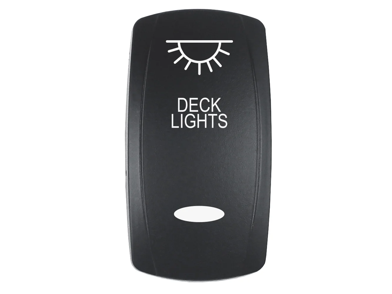 Pacer Actuator - 'DECK LIGHTS' f/V Series Contura Switches - Black - Laser Etched (Top/Bottom Light)