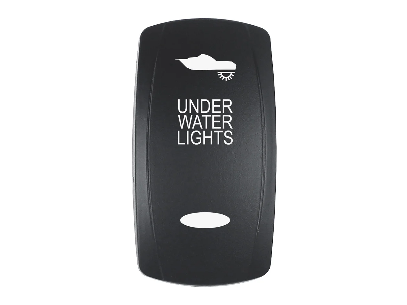 Pacer Actuator - 'UNDER WATER LIGHTS' f/V Series Contura Switches - Black - Laser Etched (Top/Bottom Light)