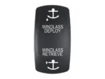 Pacer Actuator - 'WINDLASS DPLY/RTRV' f/V Series Contura Switches - Black - Laser Etched (Top/Bottom Light)