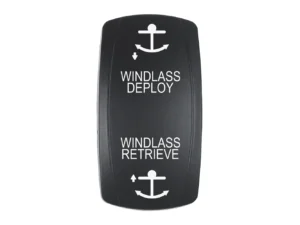 Pacer Actuator - 'WINDLASS DPLY/RTRV' f/V Series Contura Switches - Black - Laser Etched (Top/Bottom Light)