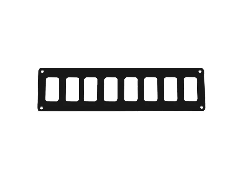 Pacer Switch Panel - 8 Switch & 1 Row - 12.5" x 2.75" - Black Powder Coated Aluminum