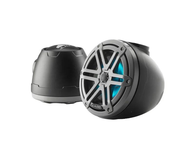 JL Audio M3 VeX™ Series 6.5" Enclosed Coaxial Speakers w/RGB LED Lighting & Gray Metallic Sports Grilles - M3-650VEX-Mb-S-Gm-i