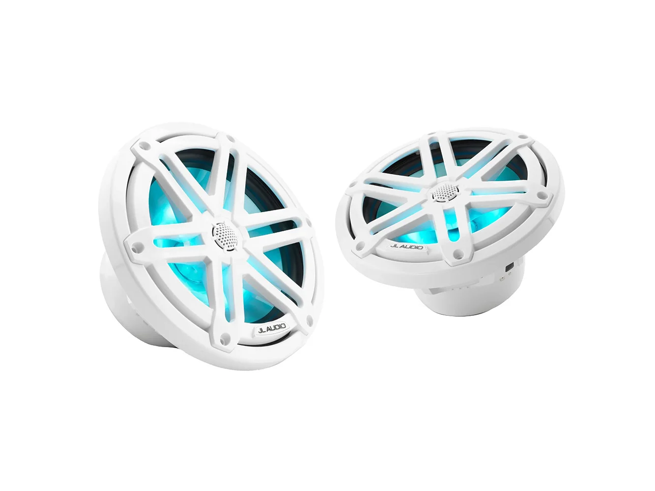 JL Audio M3 Series 7.7" Marine Coaxial Speakers w/Gloss White Sport Grilles w/RGB LED Lighting - M3-770X-S-Gw-i
