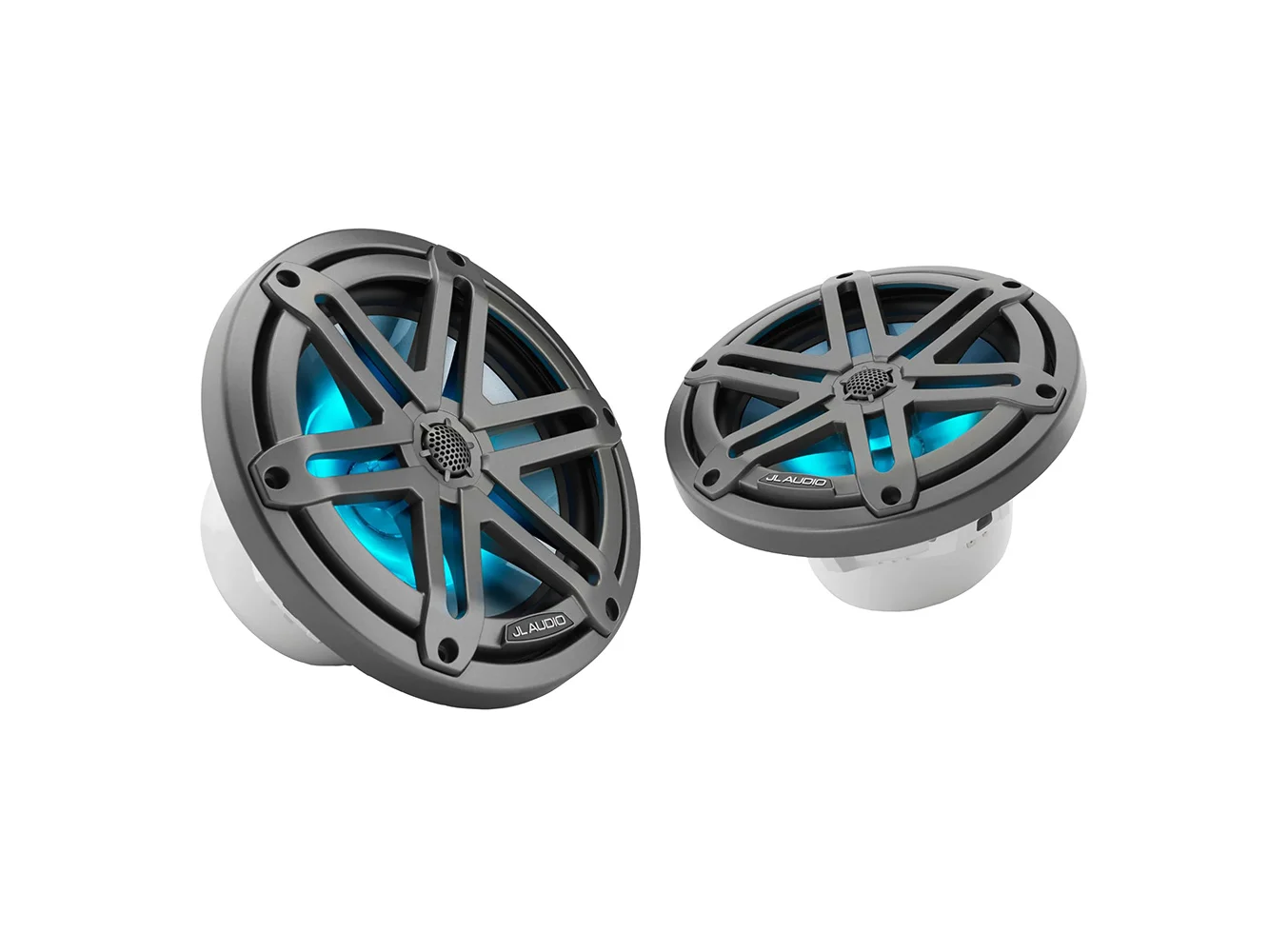 JL Audio M3 Series 7.7" Marine Coaxial Speakers w/Grey Metallic Sport Grilles w/RGB LED Lighting - M3-770X-S-Gm-i
