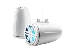 JL Audio M3 Series 7.7" Enclosed Tower Coaxial System w/Gloss White Sport Grille & RGB LED Lighting - M3-770ETXv3-Gw-S-Gw-i