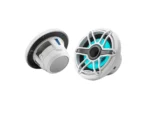 JL Audio M6 Series 6.5" Marine Coaxial Speakers w/Gloss White Sport Grille & Transflective&trade; LED Lighting - M6-650X-S-GwGw-i