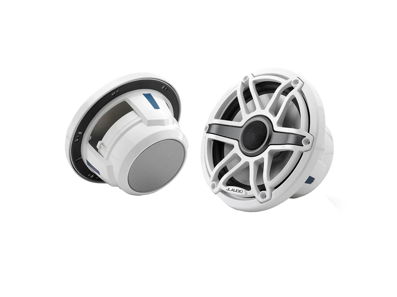 JL Audio M6 Series 7.7" Marine Coaxial Speakers w/Gloss White Sport Grille - M6-770X-S-GwGw
