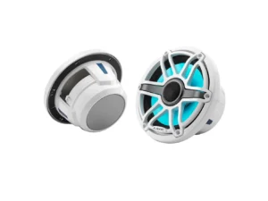 JL Audio M6 Series 7.7" Marine Coaxial Speakers w/Gloss White Sport Grille & Transflective™ LED Lighting - M6-770X-S-GwGw-i