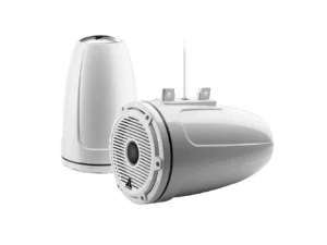 JL Audio M6 Series 7.7" Enclosed Tower Coaxial System w/Gloss White Classic Grille & Black Tweeter Mesh - M6-770ETXv3-Gw-C-GwGw