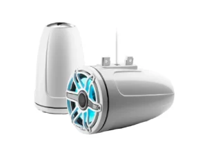 JL Audio M6 Series 7.7" Enclosed Tower Coaxial System w/Gloss White Classic Grille & Transflective™ LED Lighting - M6-770ETXv3-Gw-S-GwGw-i